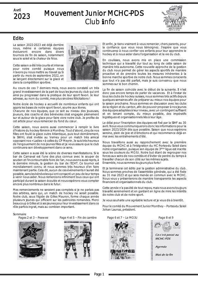 Couverture — Club Info — Avril 2023
