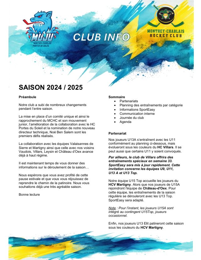 Couverture — Club Info — Saison 2024/2025